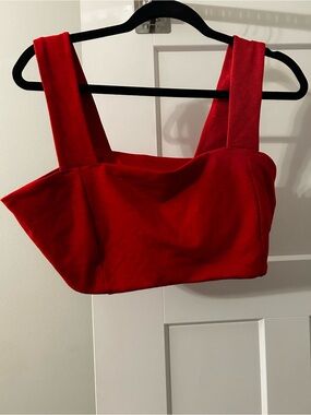 Old Navy Cloud Comfort Square-Neck Red Crop Top with Wide Straps